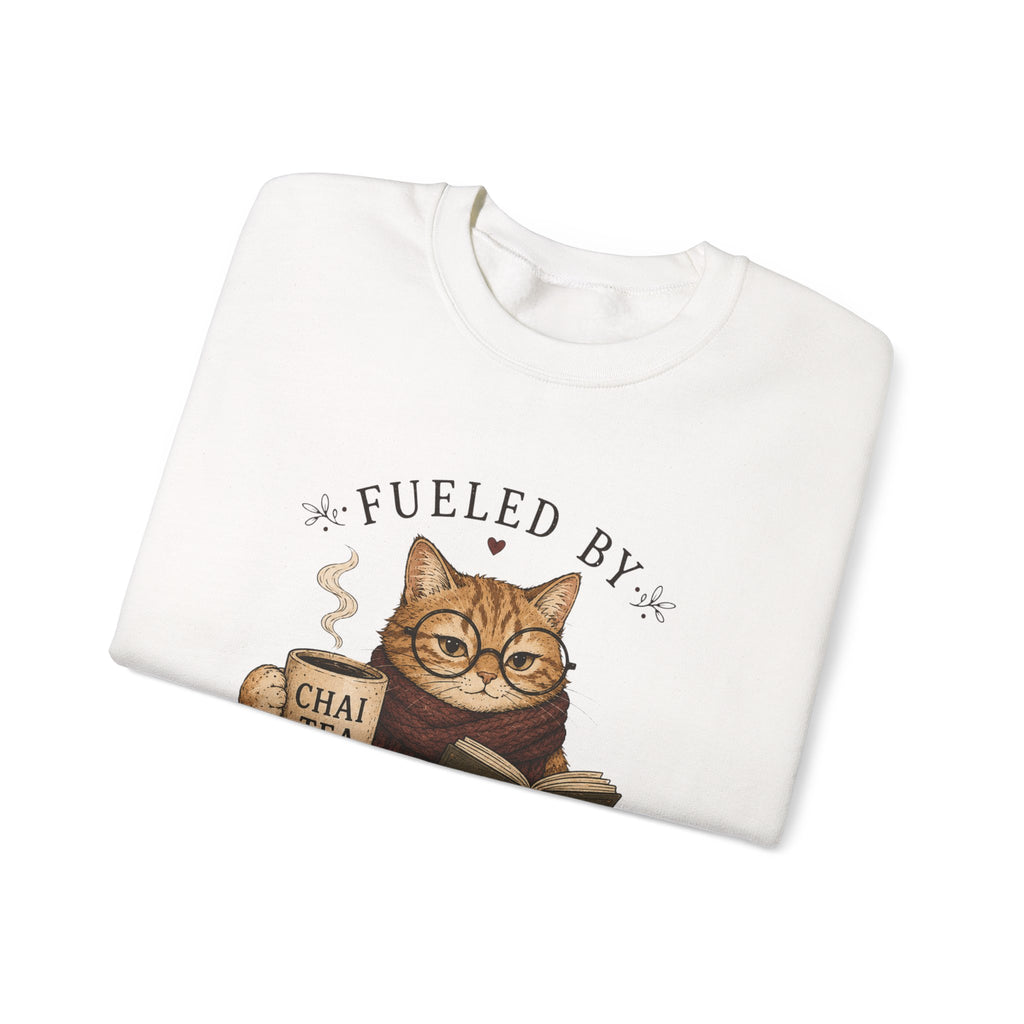 Fueled by Chai Tea and Poetry - Writerkat Sassy Cat Sweatshirt