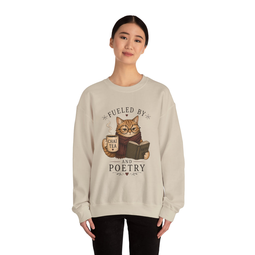 Fueled by Chai Tea and Poetry - Writerkat Sassy Cat Sweatshirt
