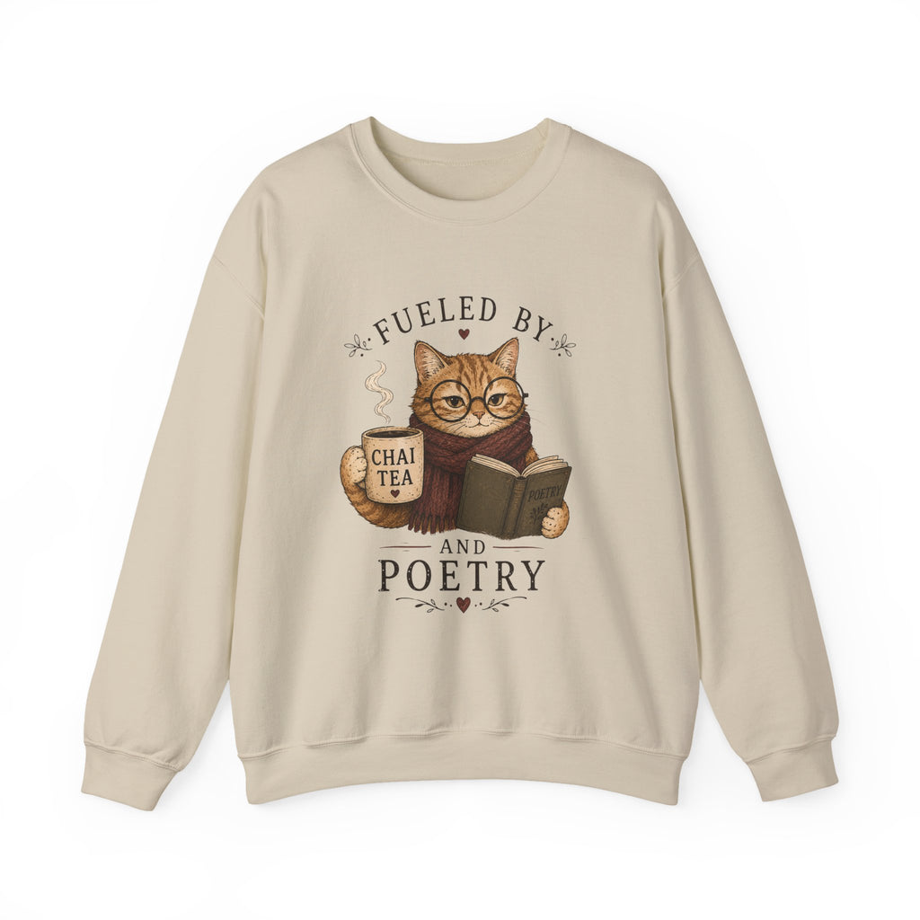 Fueled by Chai Tea and Poetry - Writerkat Sassy Cat Sweatshirt