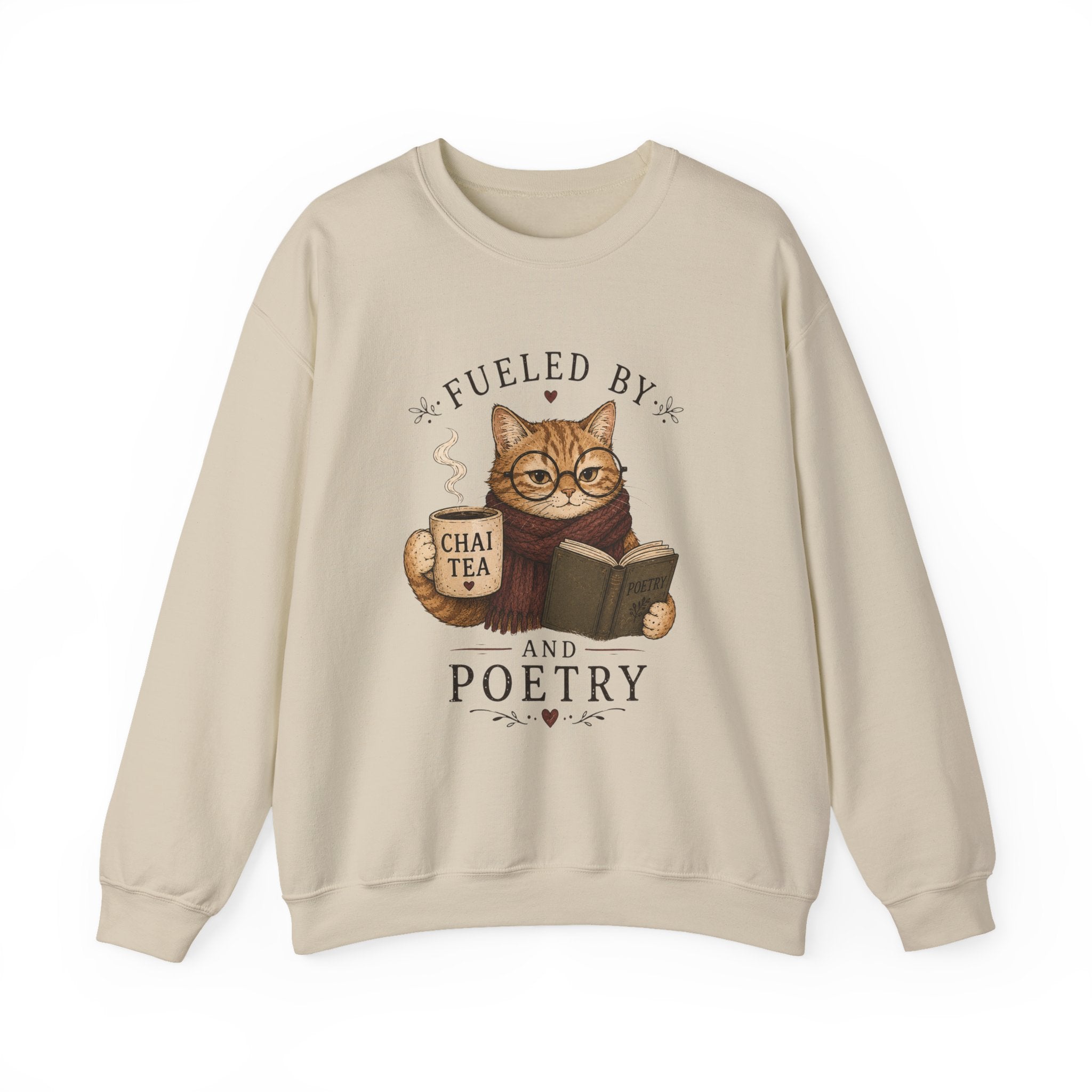 Fueled by Chai Tea and Poetry - Writerkat Sassy Cat Sweatshirt