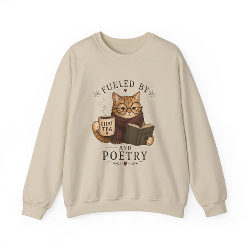 Fueled by Chai Tea and Poetry - Writerkat Sassy Cat Sweatshirt