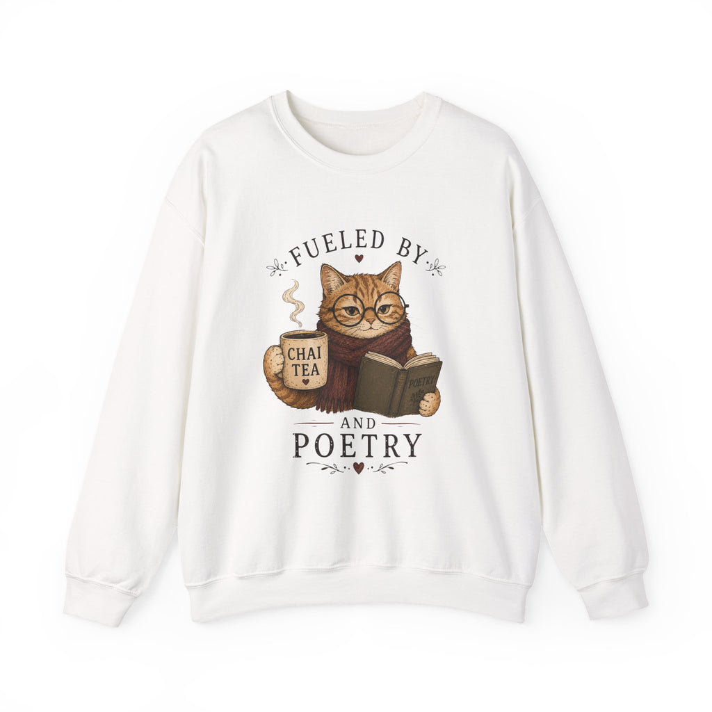 Fueled by Chai Tea and Poetry - Writerkat Sassy Cat Sweatshirt
