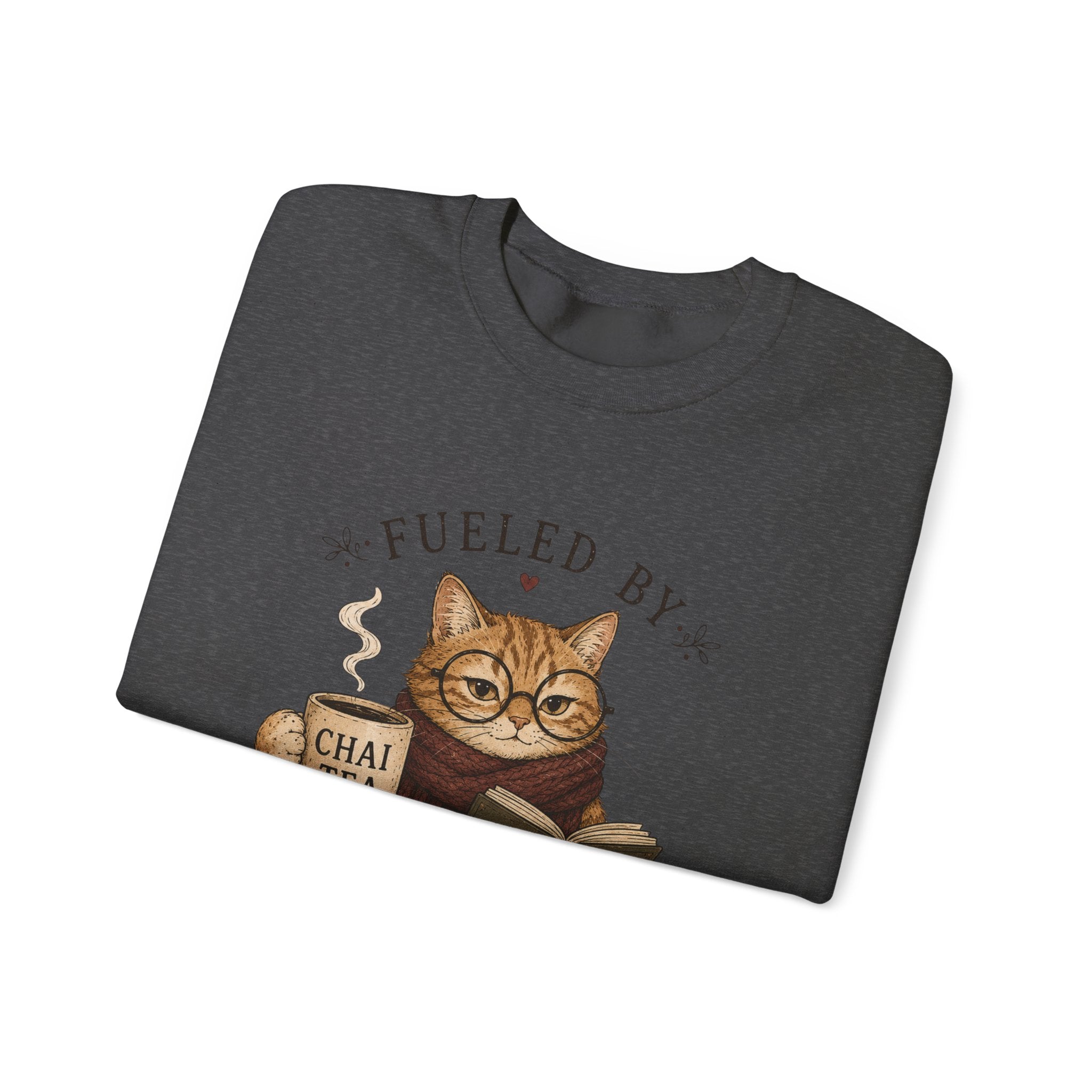 Fueled by Chai Tea and Poetry - Writerkat Sassy Cat Sweatshirt