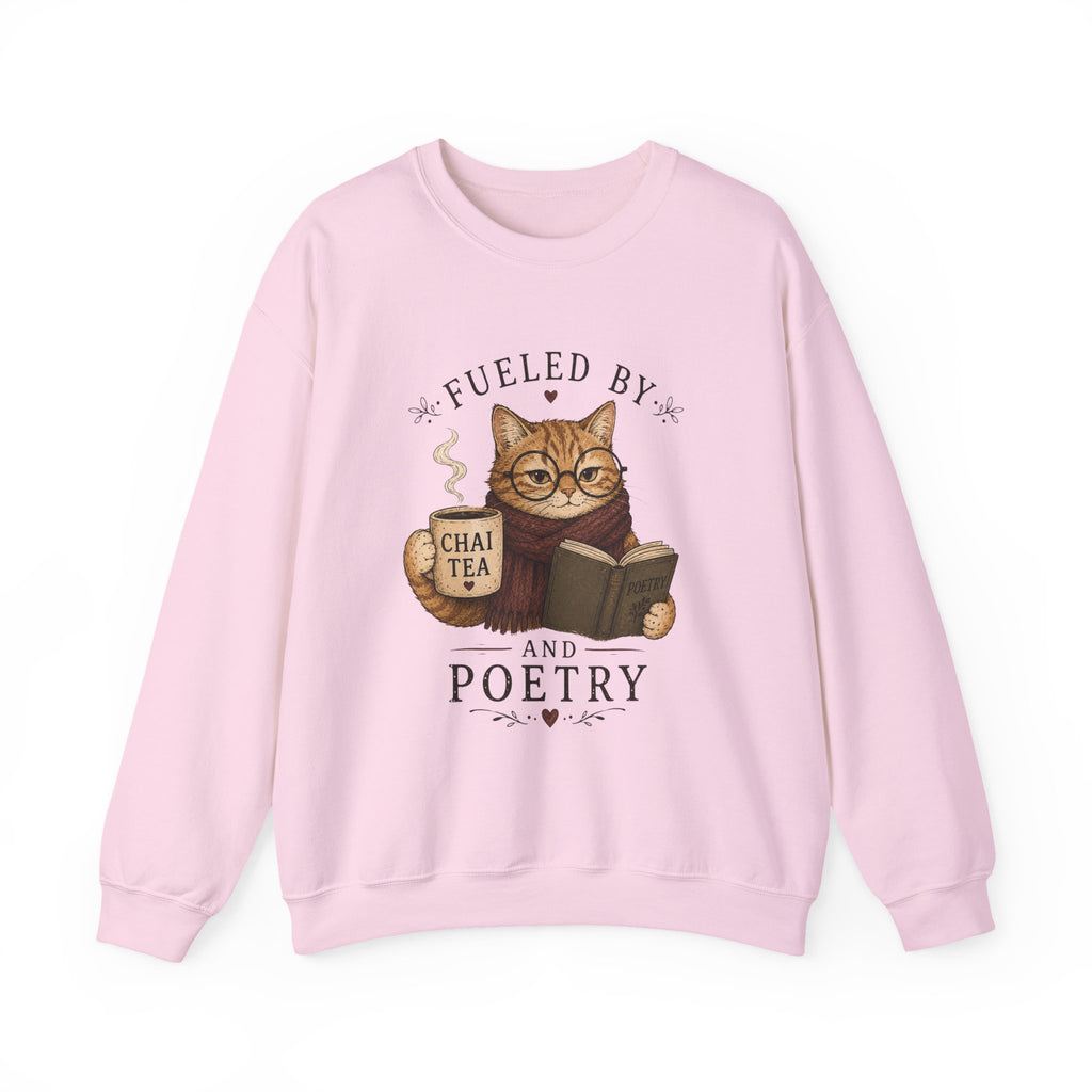 Fueled by Chai Tea and Poetry - Writerkat Sassy Cat Sweatshirt