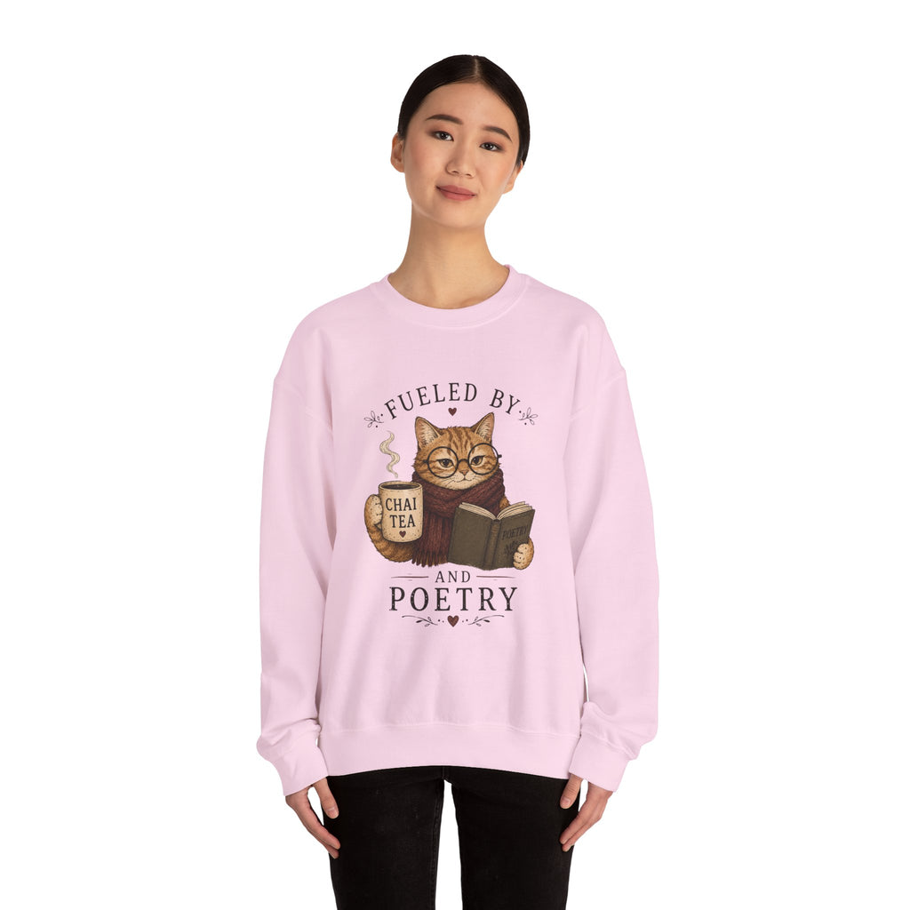 Fueled by Chai Tea and Poetry - Writerkat Sassy Cat Sweatshirt