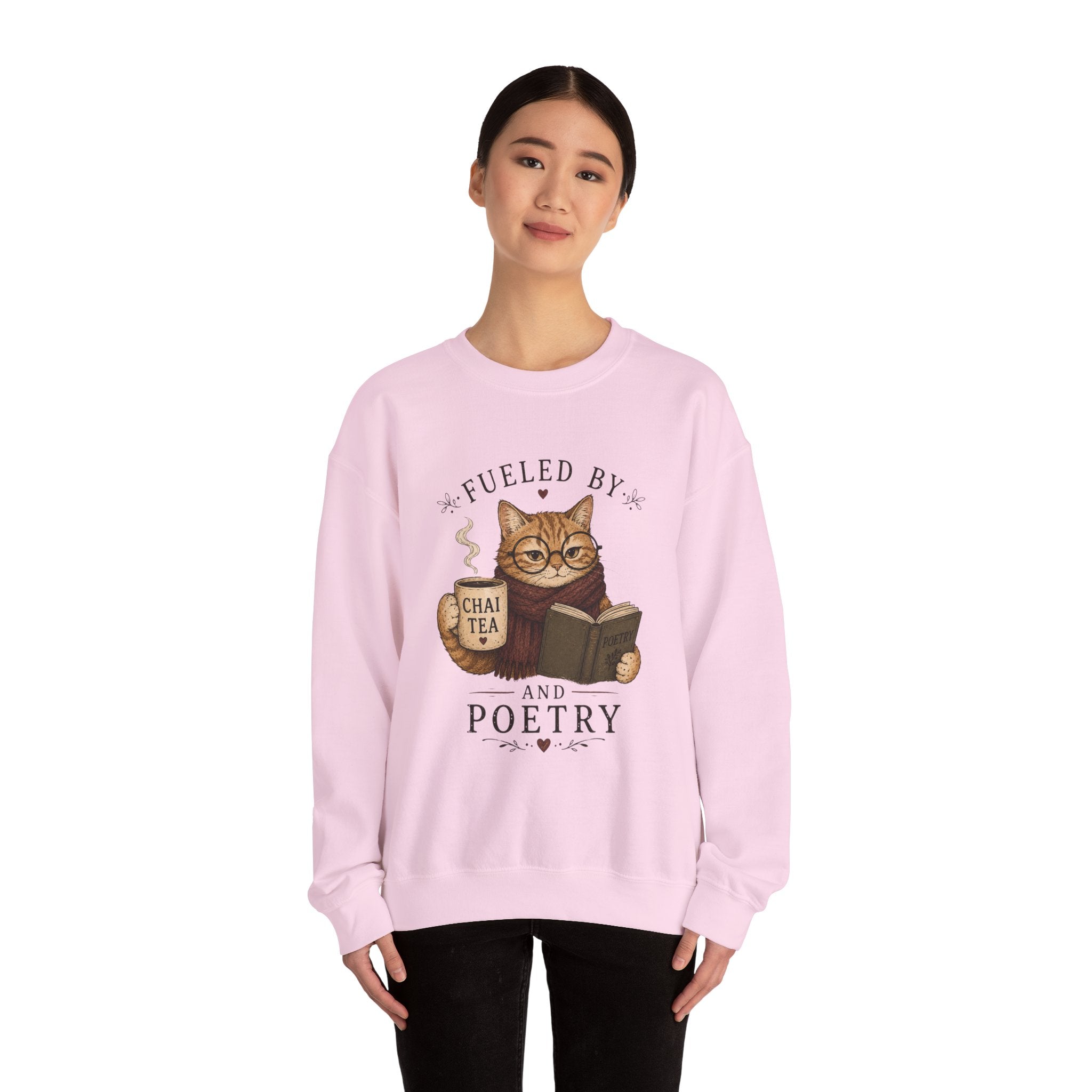 Fueled by Chai Tea and Poetry - Writerkat Sassy Cat Sweatshirt