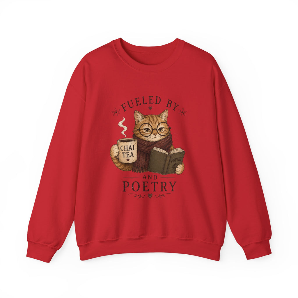 Fueled by Chai Tea and Poetry - Writerkat Sassy Cat Sweatshirt