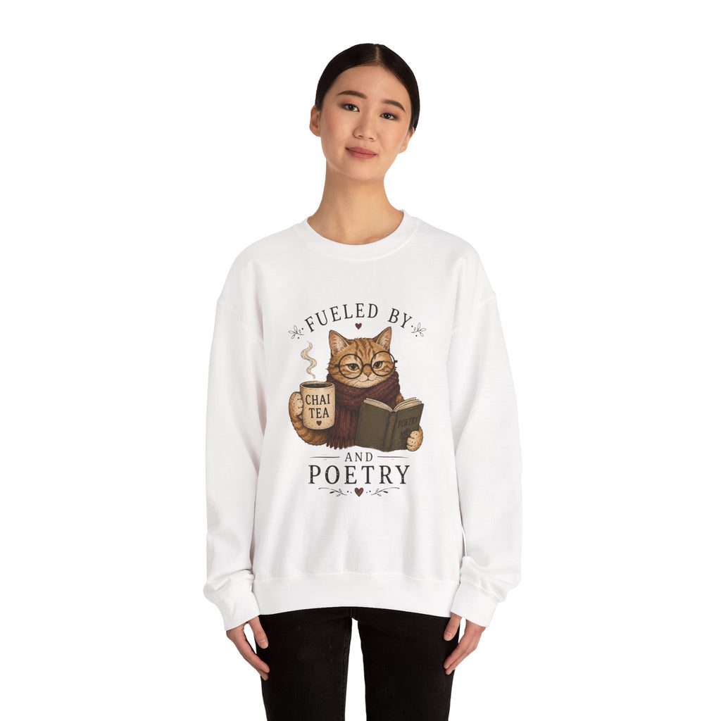 Fueled by Chai Tea and Poetry - Writerkat Sassy Cat Sweatshirt