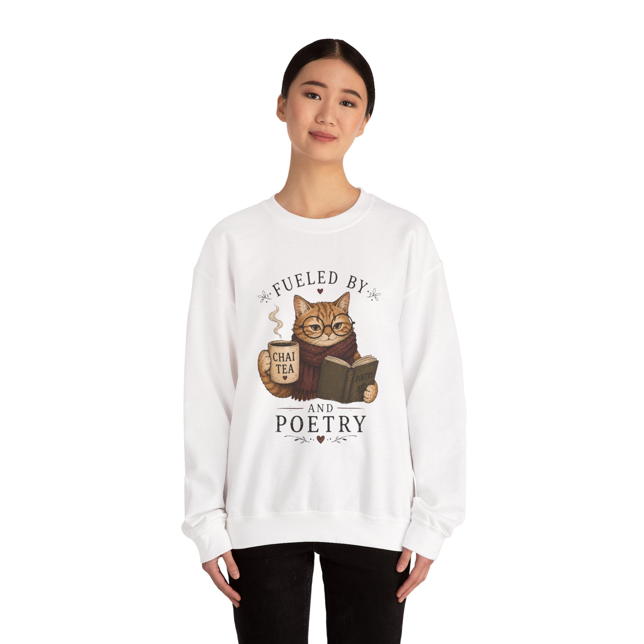Fueled by Chai Tea and Poetry - Writerkat Sassy Cat Sweatshirt
