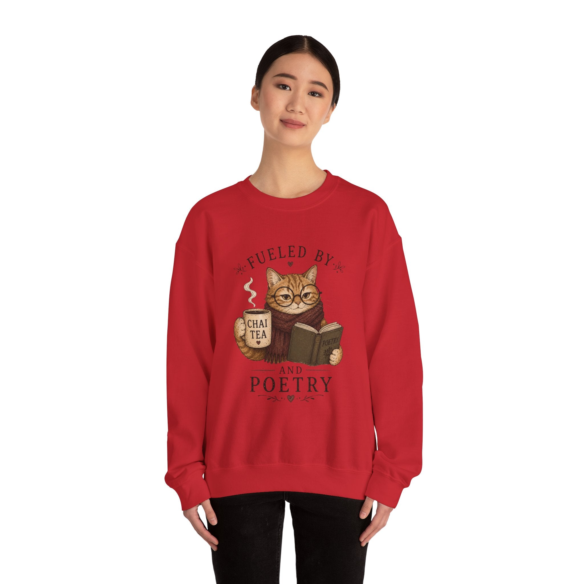 Fueled by Chai Tea and Poetry - Writerkat Sassy Cat Sweatshirt
